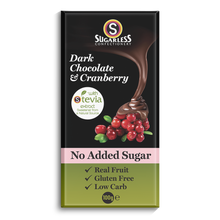Load image into Gallery viewer, Sugar-Free Dark Chocolate &amp; Cranberry-100g